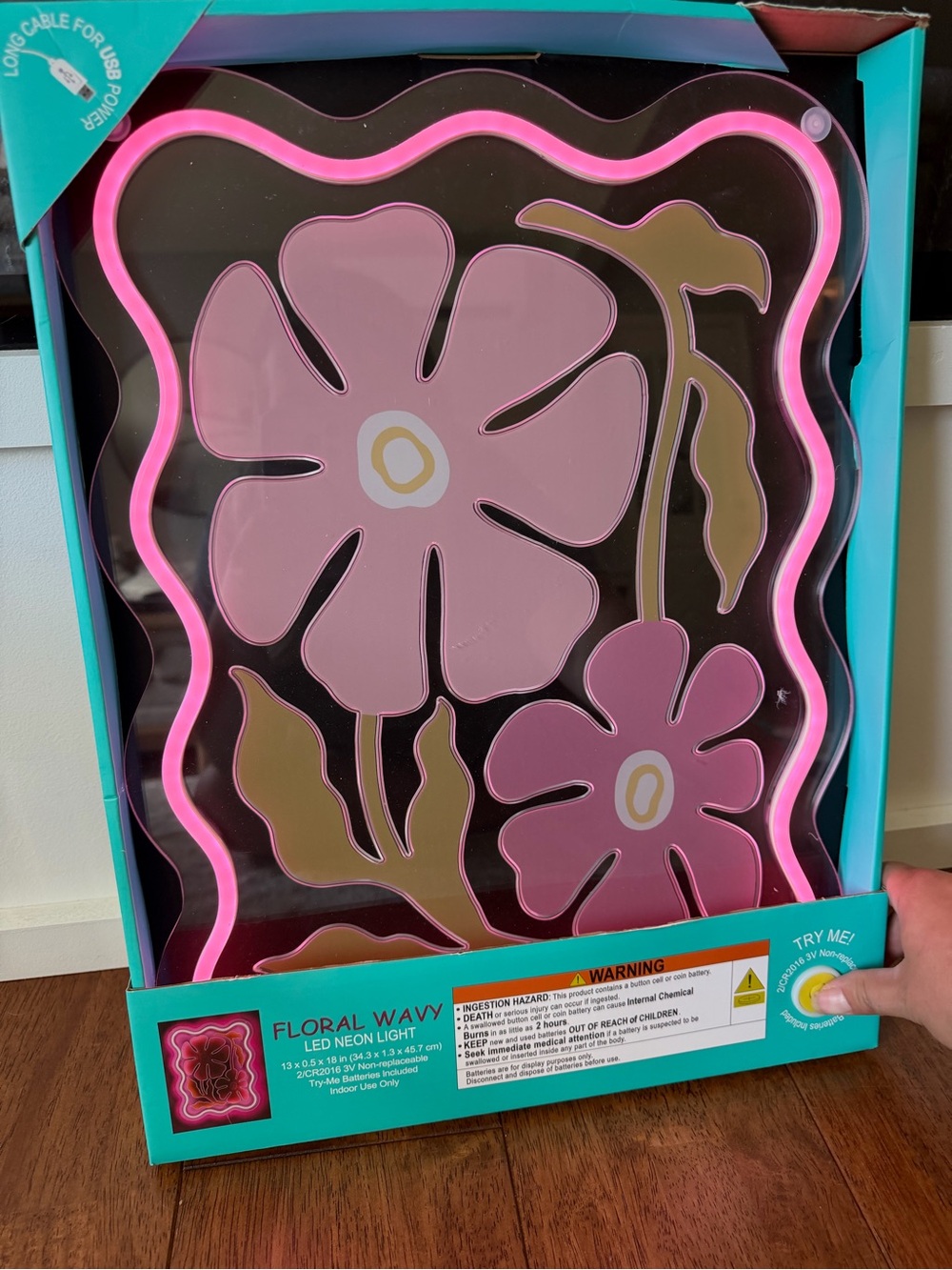 Floral Wavy LED Neon Light - Pink